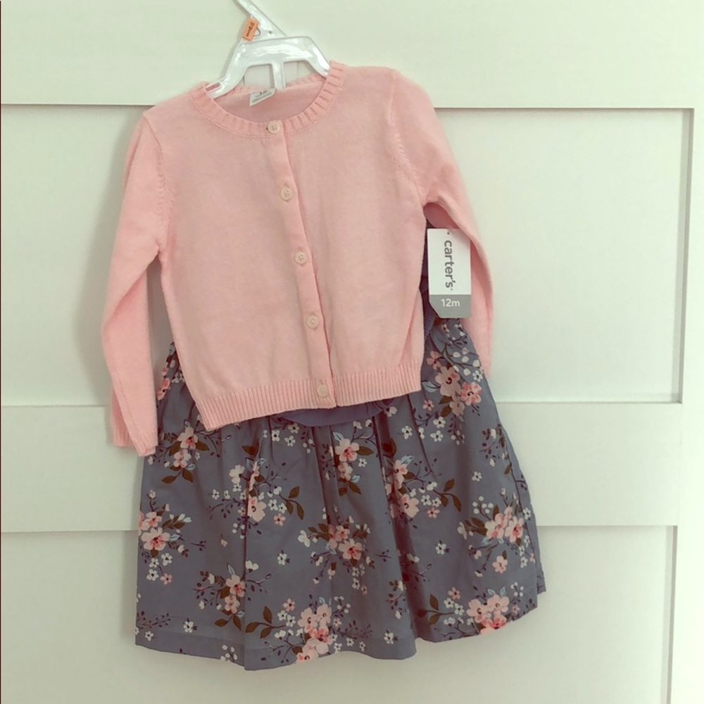 Carters 12M dress with bloomers and cardigan